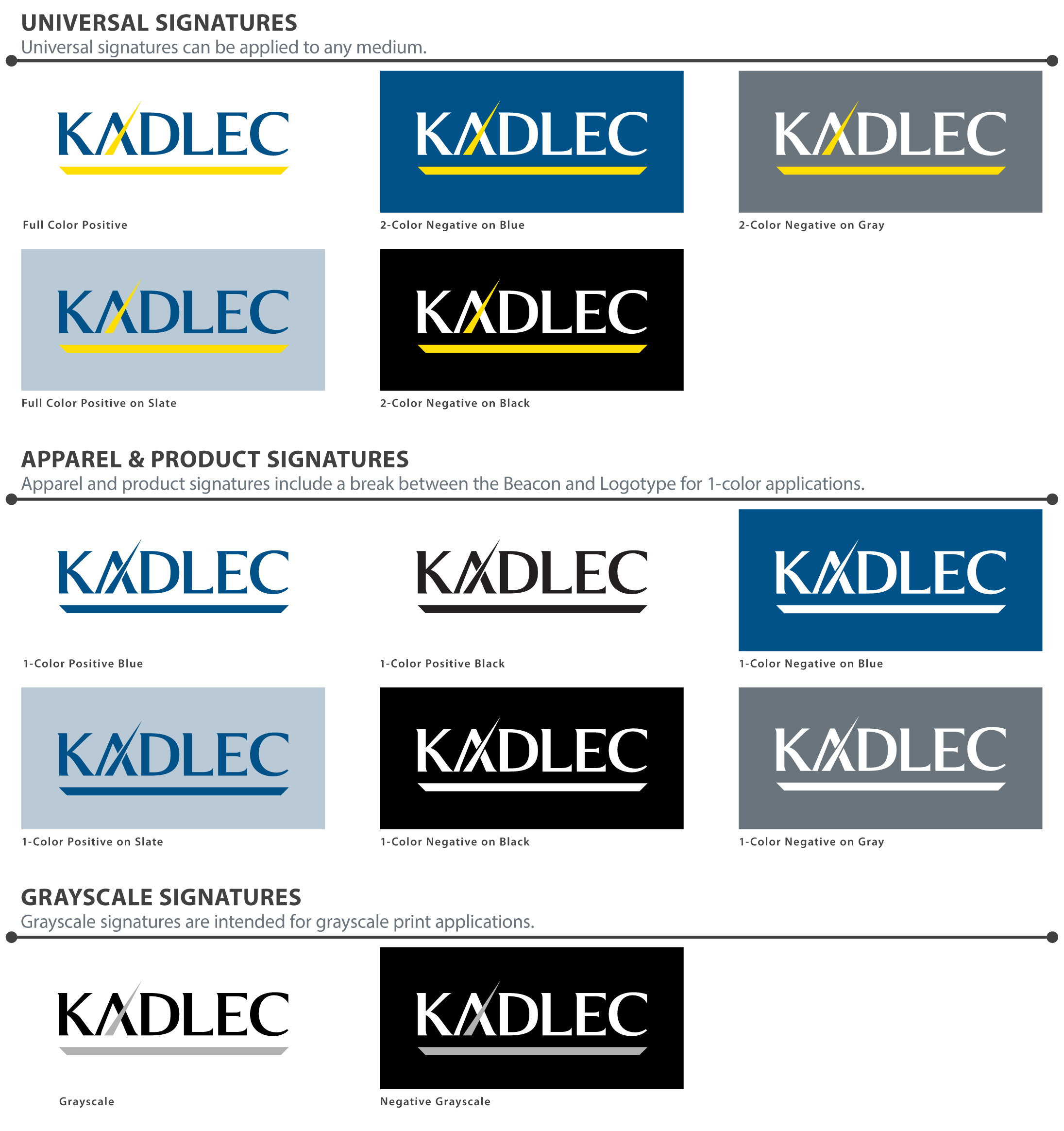 Kadlec Primary Signature Alternates